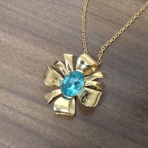 Vintage Joan Rivers Gold Tone and Blue Pendant Necklace